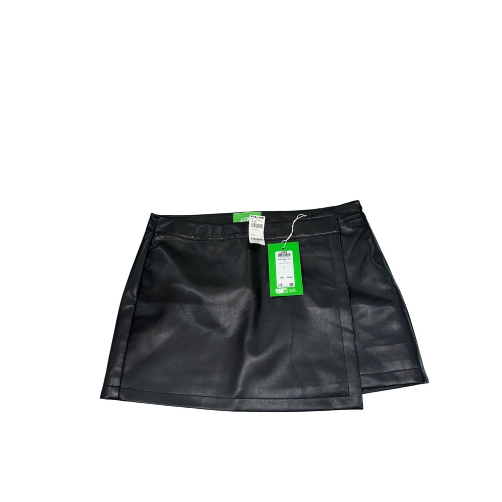 JJXX Black Faux Leather Wrap Mini‎ Skirt Size Large